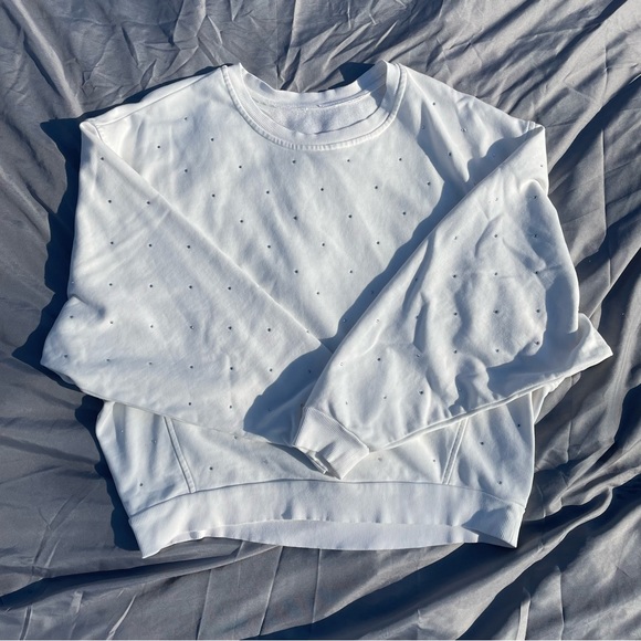 White Rhinestone Sweatshirt - Picture 1 of 2